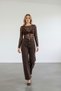 Women's Bitter Brown Tulle Transparent Blouse - 5
