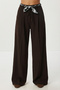 Foulard Belted Woven Palazzo Trousers Lby0051 Brown - 4
