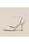 Vittoria Pearl & Ribbon Detailed Goblet Heeled Shoes