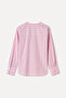 Women's Pink Striped Bow Detailed Long Sleeve Shirt - 6