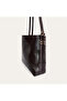 Women's Black Leather Look Tote Handbag - 2
