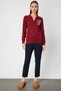 Women's Shoulder Leaf Chain Claret Red Sweater 65334 - 4