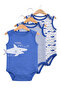 Baby Boys Sleeveless Shark Print Bodysuits – Pack of 3