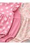 Baby Girls Floral Sleeveless Romper – Pack of 3 (Soft Pink & Neutral Tones) - 6