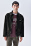 Men's Anthracite Zippered Jean Jacket with Pocket Detail