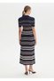 Beige White Striped Navy Blue Knitwear Skirt - 5