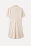 Women's Beige A-Shape Mini Dress with Belt Detail - 6