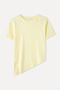 Women's Yellow Asymmetrical Cut Crew Neck T-Shirt - 5