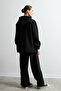 Women's Black Soft Sweatshirt Set with Embellished Snap Detail - 7