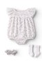 Baby Girls’ 3-Piece Woven Romper Set – Lace Yoke Floral Bubble Romper, Headband & Socks - 2