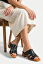 Helen Women's Genuine Leather Heeled Slippers - Black - 7