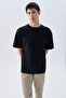Men's Black Textured Comfort Fit Crew Neck T-Shirt