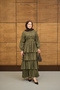 Women's Scallop Flounce Belt Detail Dress Green
