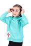 Girl's Printed Relax Fit High Neck Drop Shoulder Sweatshirt - Left Shoulder Snap Fastener