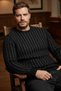 İnterview 0 Collar Hair Braid Patterned Wool Black-Anthracite Knitwear Sweater - 5