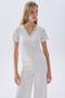 Women's Off-White Fitted Lace V-Neck T-Shirt