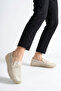Nerdas Women's Genuine Leather Casual Shoes - Ecru - 7