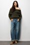 Mixray Loose Cut Ribbed Madonna Collar Sweater - 2