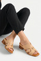 Helen Women's Genuine Leather Heeled Slippers - Nude - 7