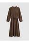Green High Neck Gathered Waist Fitted Dress (S6) - 5