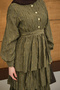 Women's Scallop Flounce Belt Detail Dress Green - 5