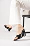 Ekepos High Heeled Women's Shoes Black Wrinkled
