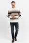 Men's Crew Neck Patterned Slim Sweater - 2