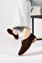 Koddeser front closed buckle genuine leather women's flat shoes coffee suede - 2