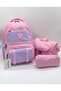 Luxury Water Repellent Waterproof Fabric Thermal Lunch Box and Pen Holder Backpack School Primary School Bag Set of 3