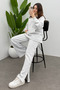 Women's Light Gray Soft Sweatshirt Set with Ruffle Detail and Snap Buttons - 4
