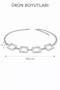 White Square Detailed Women's Waist Chain Metal Dress and Skirt Belt - 3