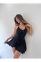 Side Ruffle Detailed Buttoned Halter Neck Mini Dress - 5