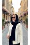 Women's Black Hooded Knitwear Scarf Soft Textured Long Shawl Model