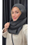 Women's Black Hooded Knitwear Scarf Soft Textured Long Shawl Model - 3