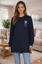Günpa 275-02-26 Women's Long Tunic Star Stone Detailed Wrinkled Sleeve Sweatshirt