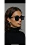 Monaco Black Cornered Gold Detailed Bone Frame Unisex Sunglasses Uv400 Protection - 4