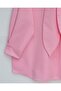 Scarf-Buttoned Oversize Shirt - Pink - 2