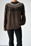 Patterned Brown Sweater - 3