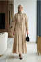Women's Ruffle Detailed Buttoned Linen Ecru Dress - 4