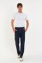 Navy Blue Men's Sweatpants with Zipper and Three Pockets, Thin Draped Fabric, Comfortable Fit, Classic Leg - 5