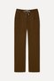 Women's Brown Straight Fit Trousers with Tie Waist and Pockets - 6