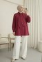 Scarf-Buttoned Oversize Shirt - Burgundy