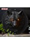 Round 20X20CM 2D Flat, 1pc Gothic Wolf Portrait Metal Tin Sign - Fiery Eyes, Rustic Aluminum Wall Ar