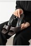 Brown Faux Leather 7cm Heeled Evening Dress Slippers - 2