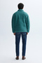 Men's Green Comfort Fit High Collar Plush Sweatshirt - 2