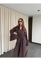 Brown Blouse with Flounce Sleeves and Pants Set - 0812 - 5