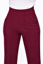 Burgundy Lycra Velcro Closure Women's Palazzo Trousers - 3