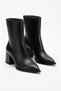 Women's Black Zippered Heeled Boots - 2
