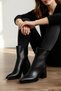 Women's Black Zippered Heeled Boots - 3