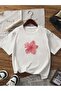 Women's White Clover Flower Printed Oversize T-Shirt - 3